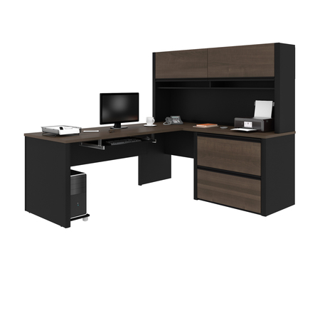 BESTAR Connexion L-Shaped Workstation, Antigua/Black 93867-000052